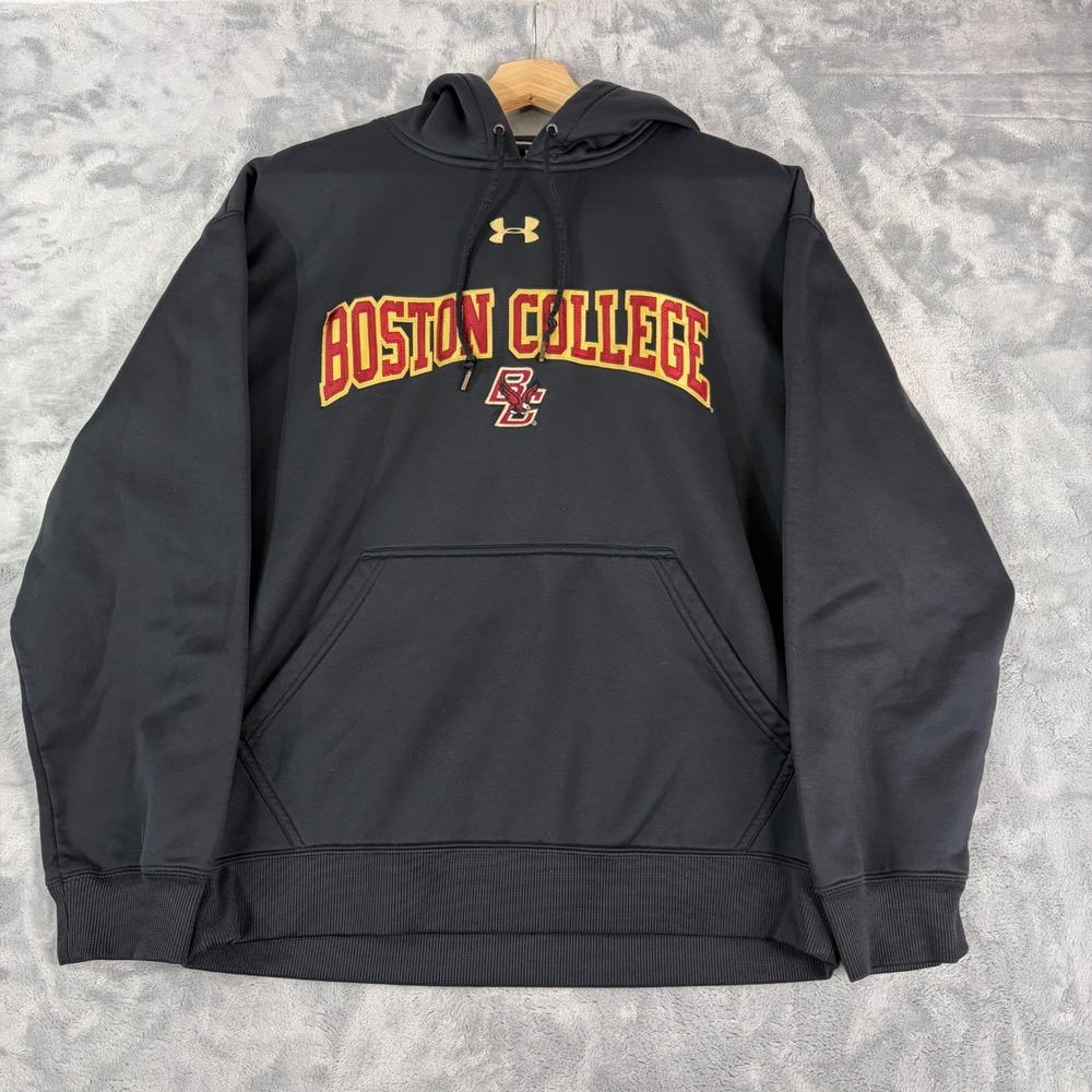 Under Armour Boston College Mens Medium Black Pullover Hoodie Embroidered